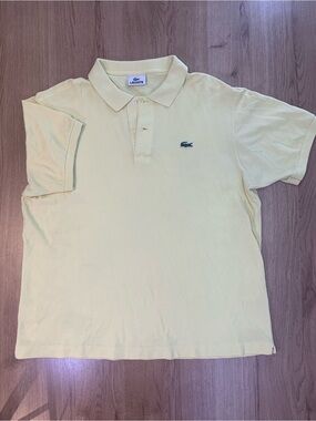 LACOSTE Classic Pique Cotton Polo Shirt Light Yellow Size 6 / XL Embroidered Log